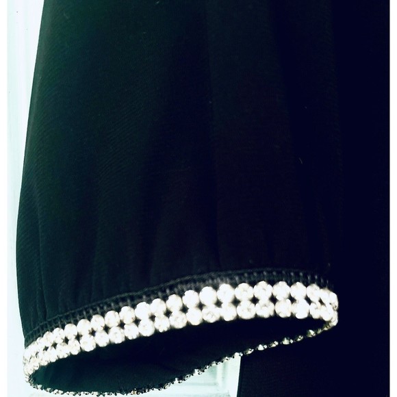 Nine West Dress Black 6 Crystal Cold Shoulder 3/4 Long Sleeve Holiday Party - Picture 7 of 12